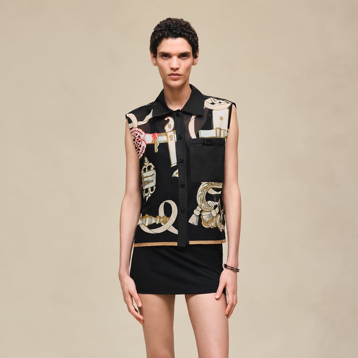 Noir "Ferronnerie Remix" Sleeveless Beach Shirt