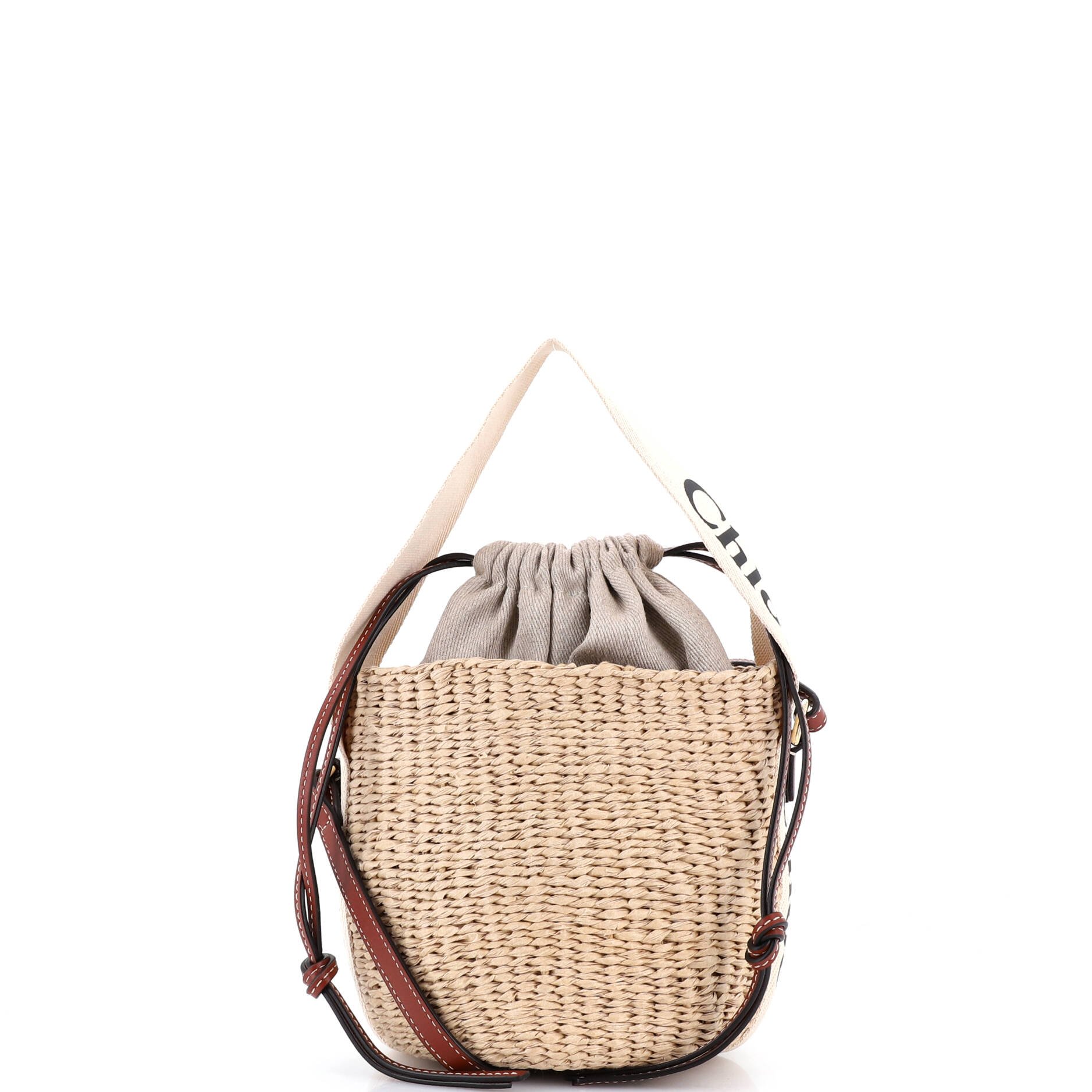 Chloe Woody Basket Tote Woven Raffia Small