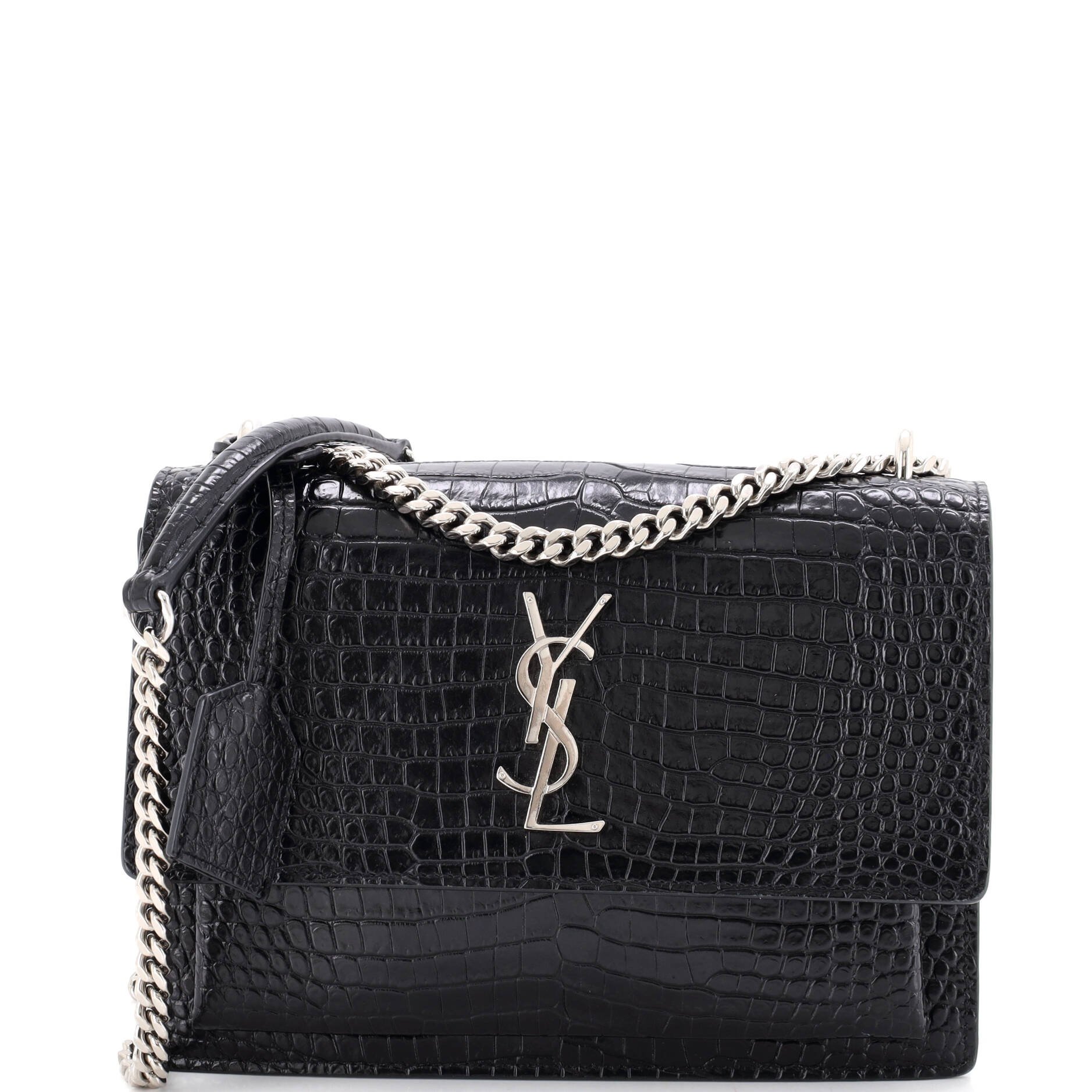 Sunset Crossbody Bag Crocodile Embossed Leather Medium
