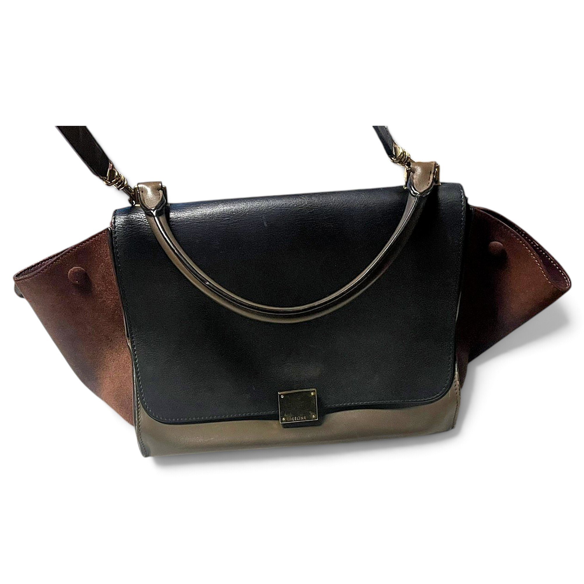 Trapèze leather handbag