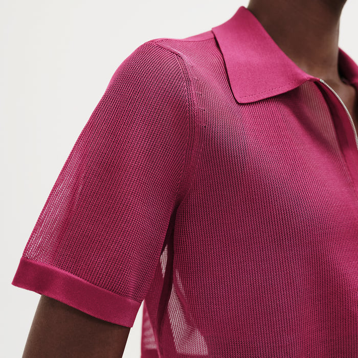 Rose Bougainvillier Short-sleeve Polo Sweater