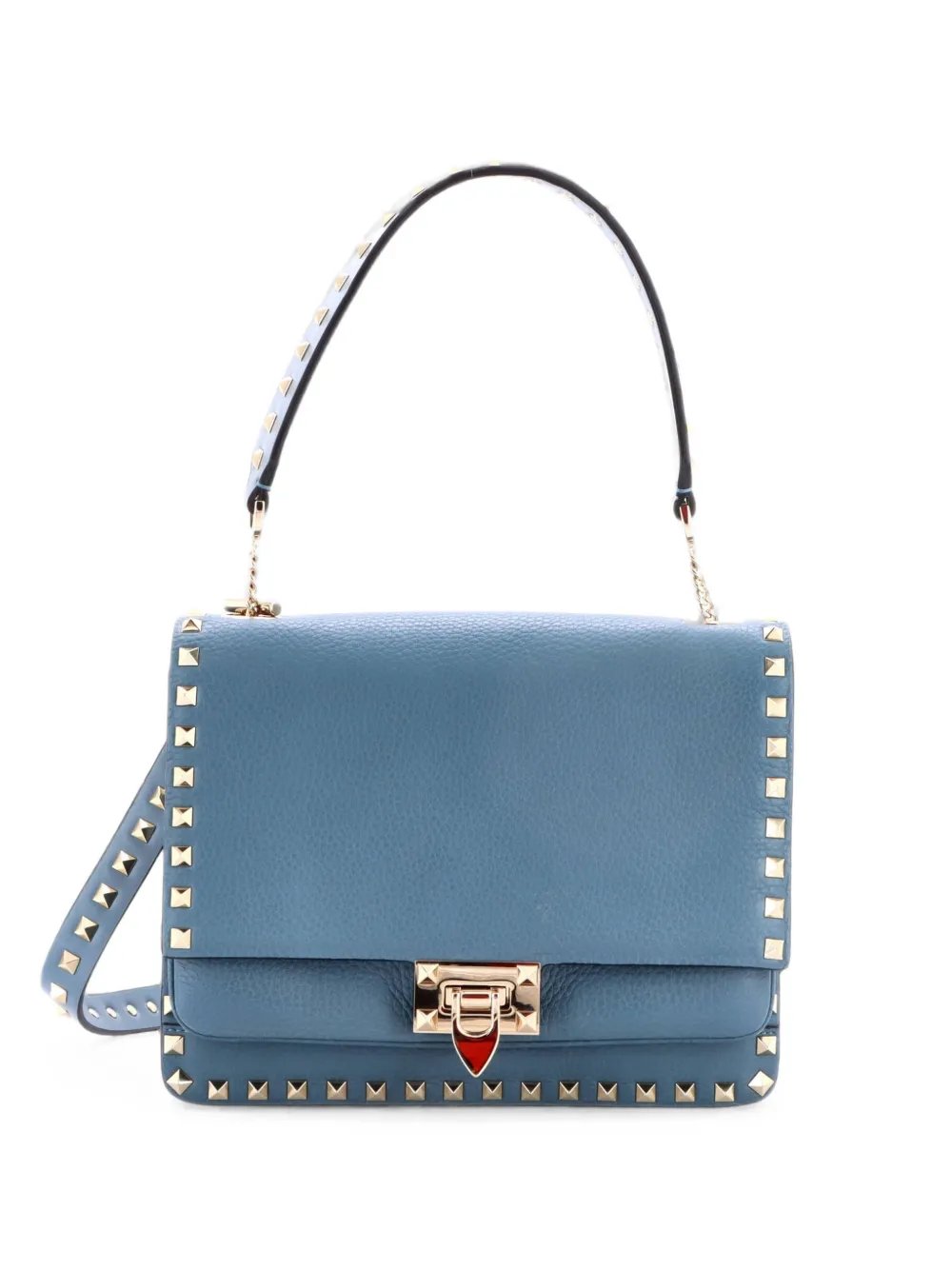 Rockstud Flip Lock Flap Top Handle Bag Leather Small shoulder bag