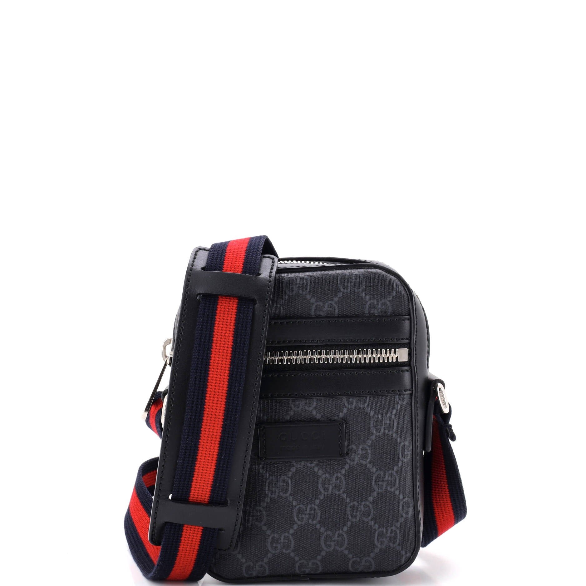 Web Strap Front Zip Messenger Bag GG Coated Canvas Mini