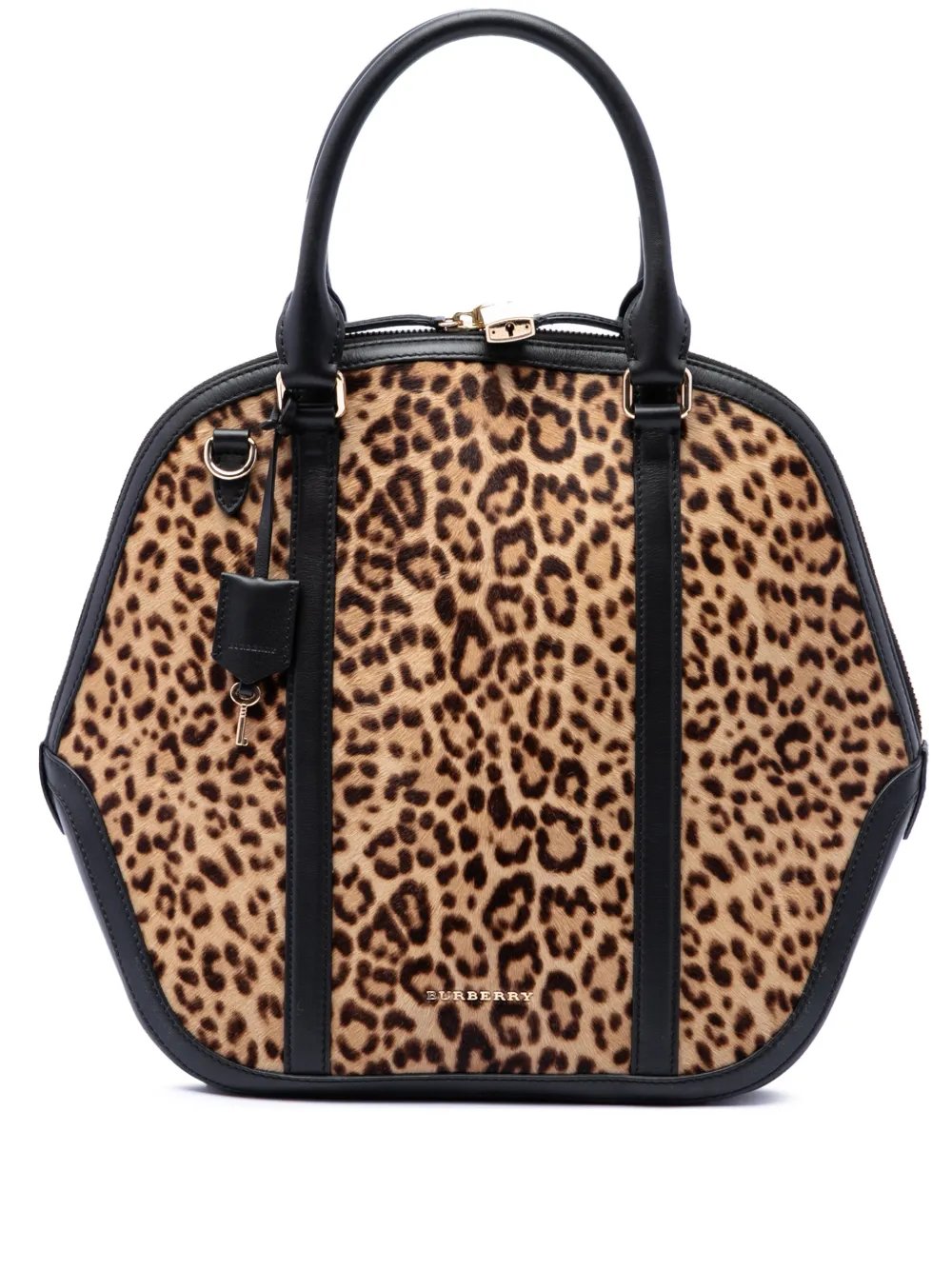 Burberry 2000-2017 Large Pony Hair Leopard Print Orchard Bowling Bag satchel