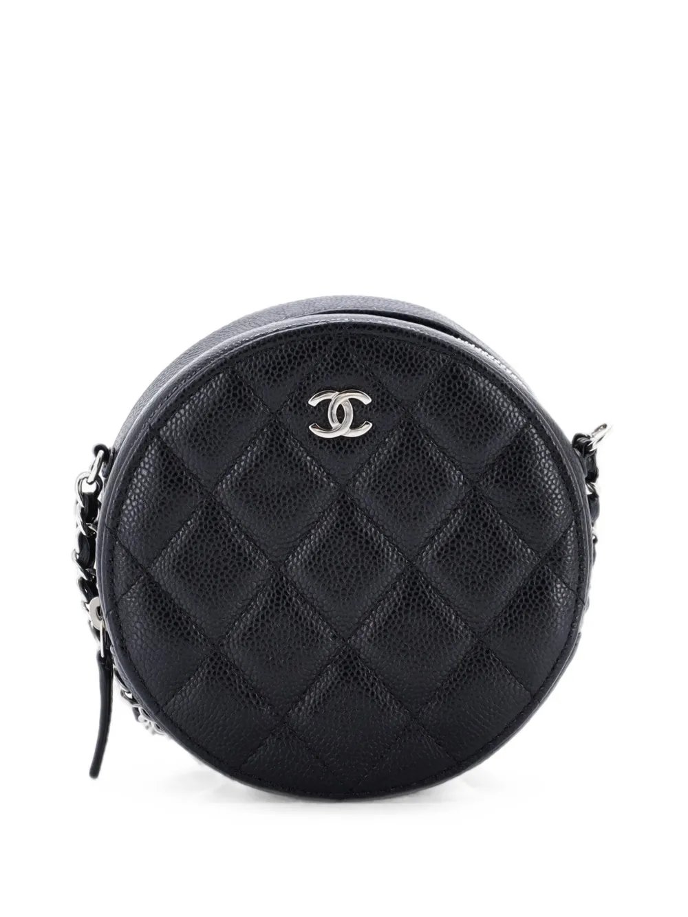 Round Clutch with Chain Quilted Caviar Mini crossbody bag