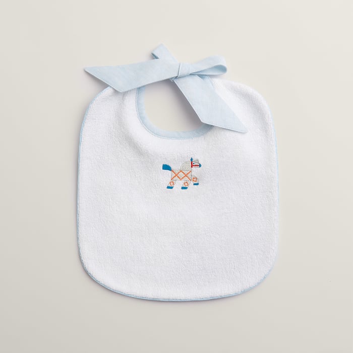 Bleu Ciel Animaux Nattes Bib