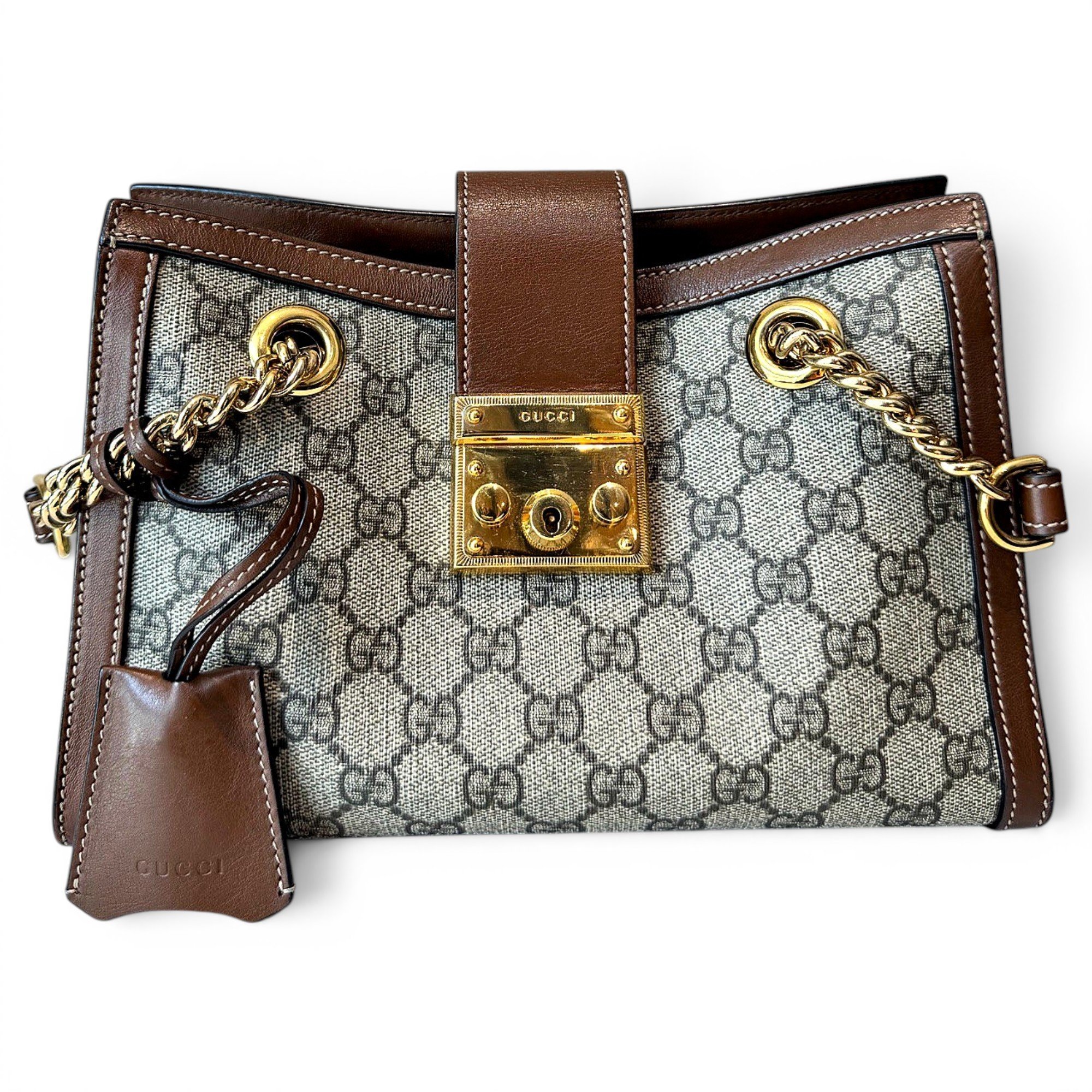 Padlock leather handbag