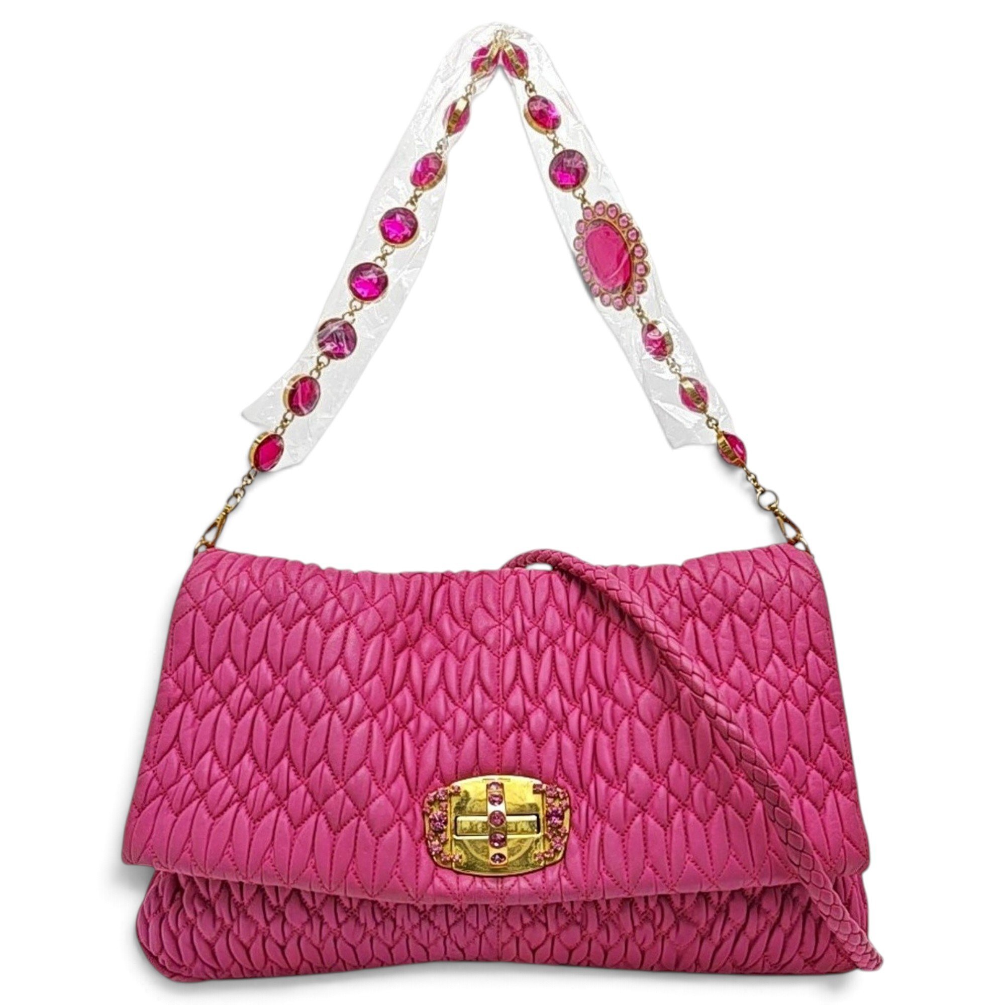Miu Crystal leather handbag