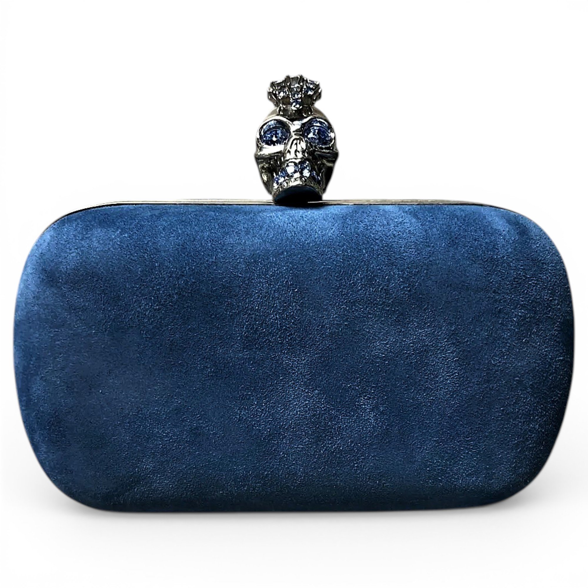 Skull velvet clutch bag