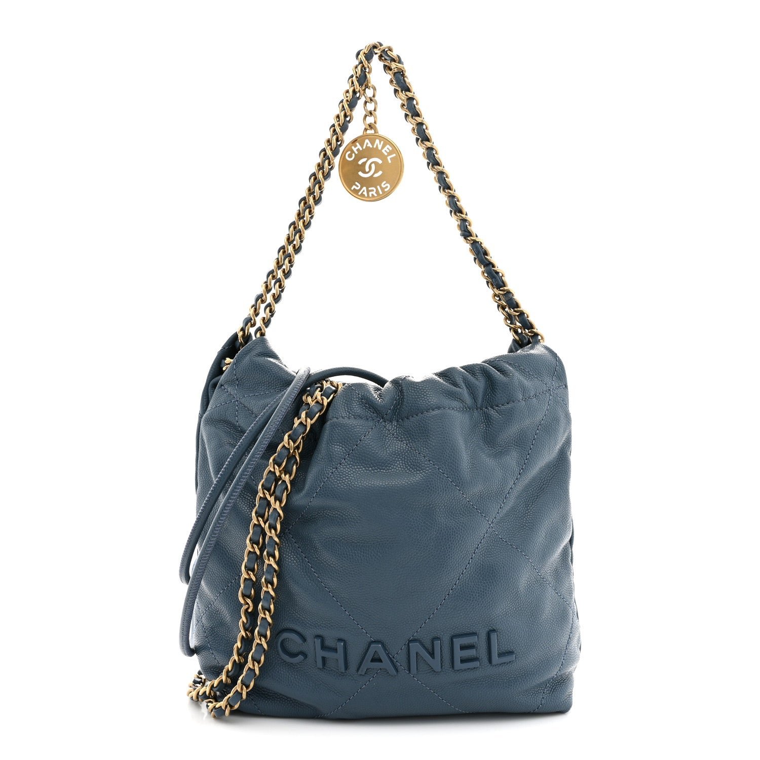 Chanel Shiny Caviar Quilted Monochrome Mini Chanel 22 Blue