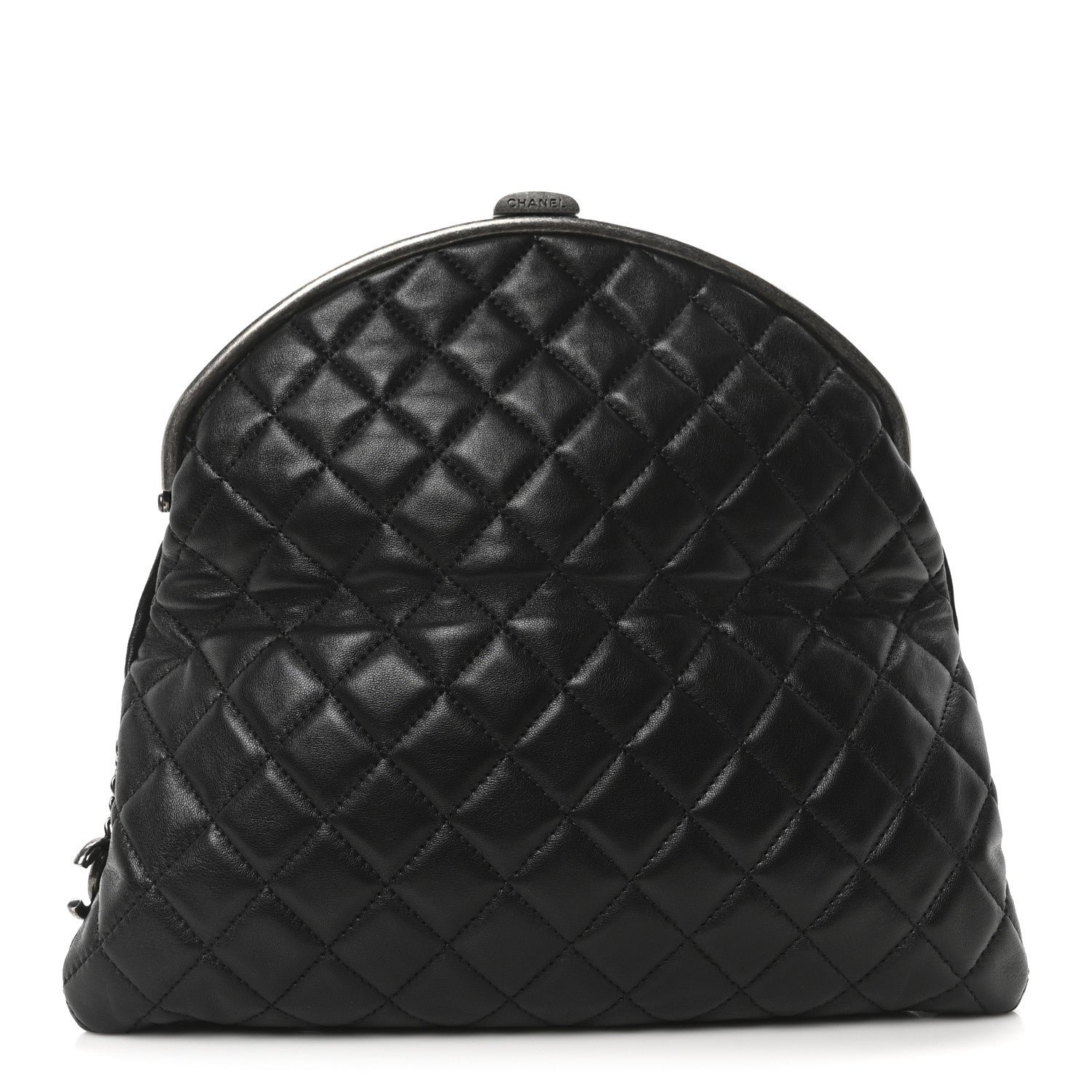 Chanel Lambskin Quilted Frame Clasp Flap Clutch Black