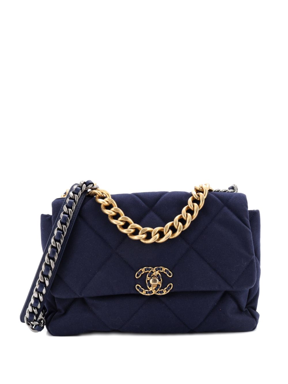19 Flap Bag Quilted Canvas Large shoulder bag