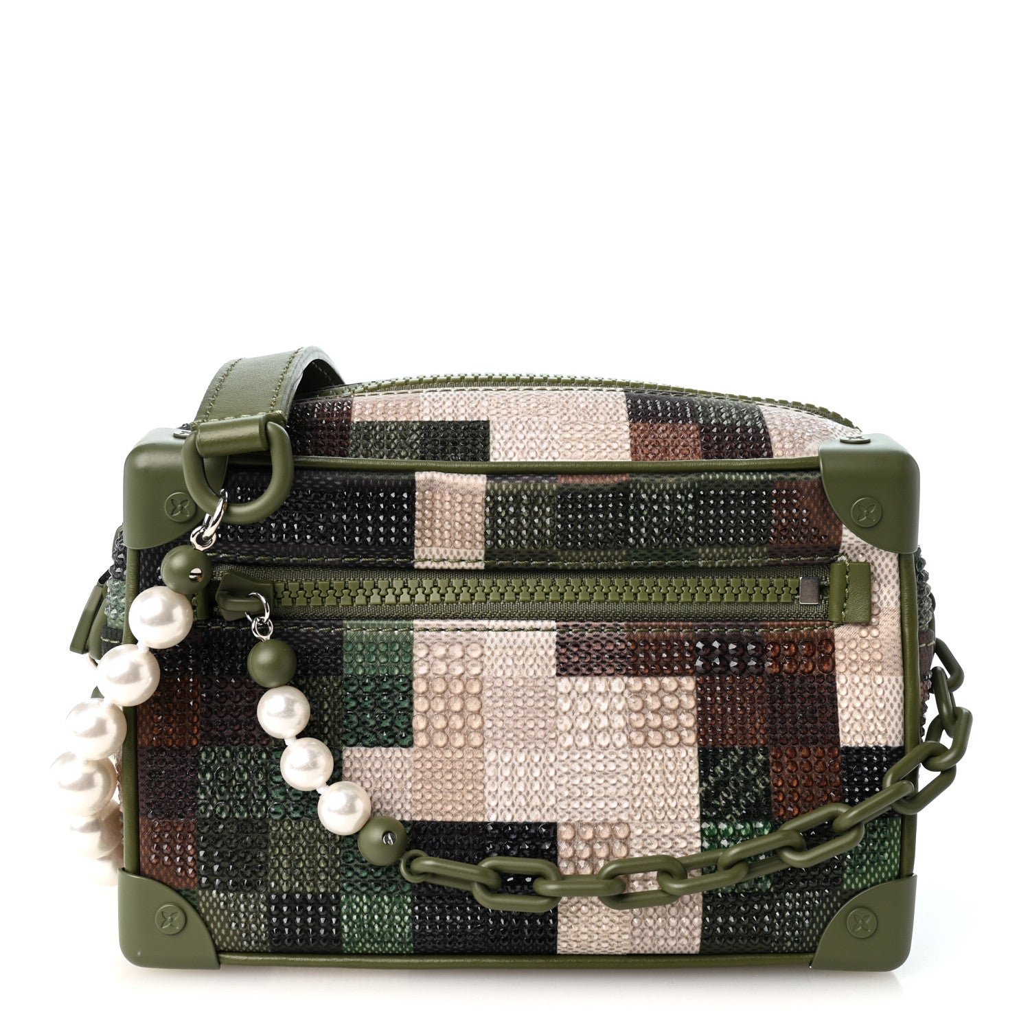 Louis Vuitton Strass Pearl Damoflage Mini Soft Trunk  Green
