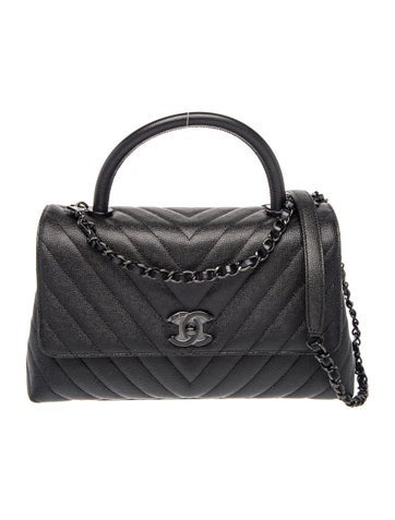 Medium So Black Chevron Coco Handle Bag w/Tags