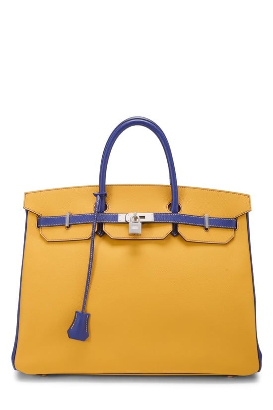 Blue Electric, Jaune d'or Epsom Horseshoe Birkin 40