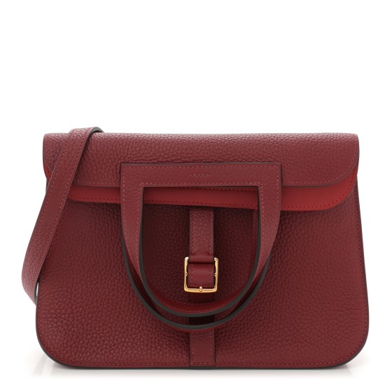Hermes Taurillon Clemence Halzan 25 Rouge Grenat