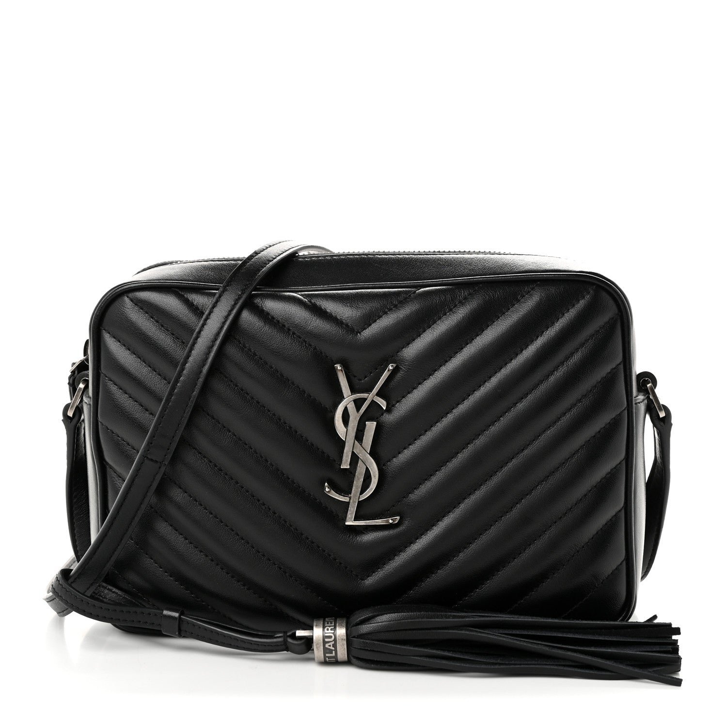 Saint Laurent Calfskin Matelasse Monogram Lou Camera Bag Black