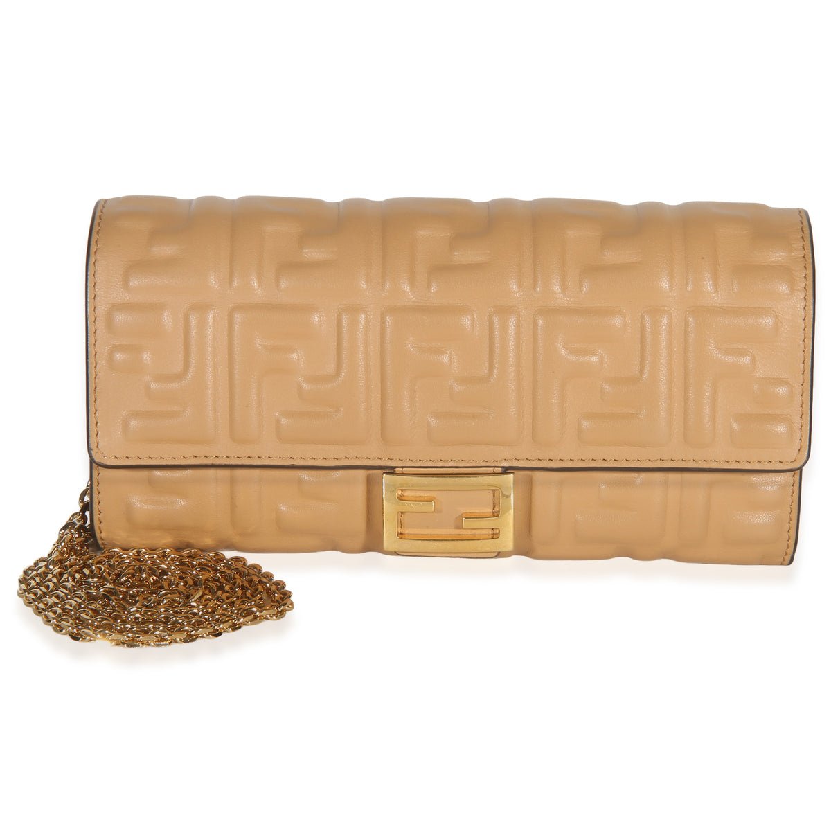 Miele Scuro Nappa Matisse FF Embossed Continental Wallet On Chain