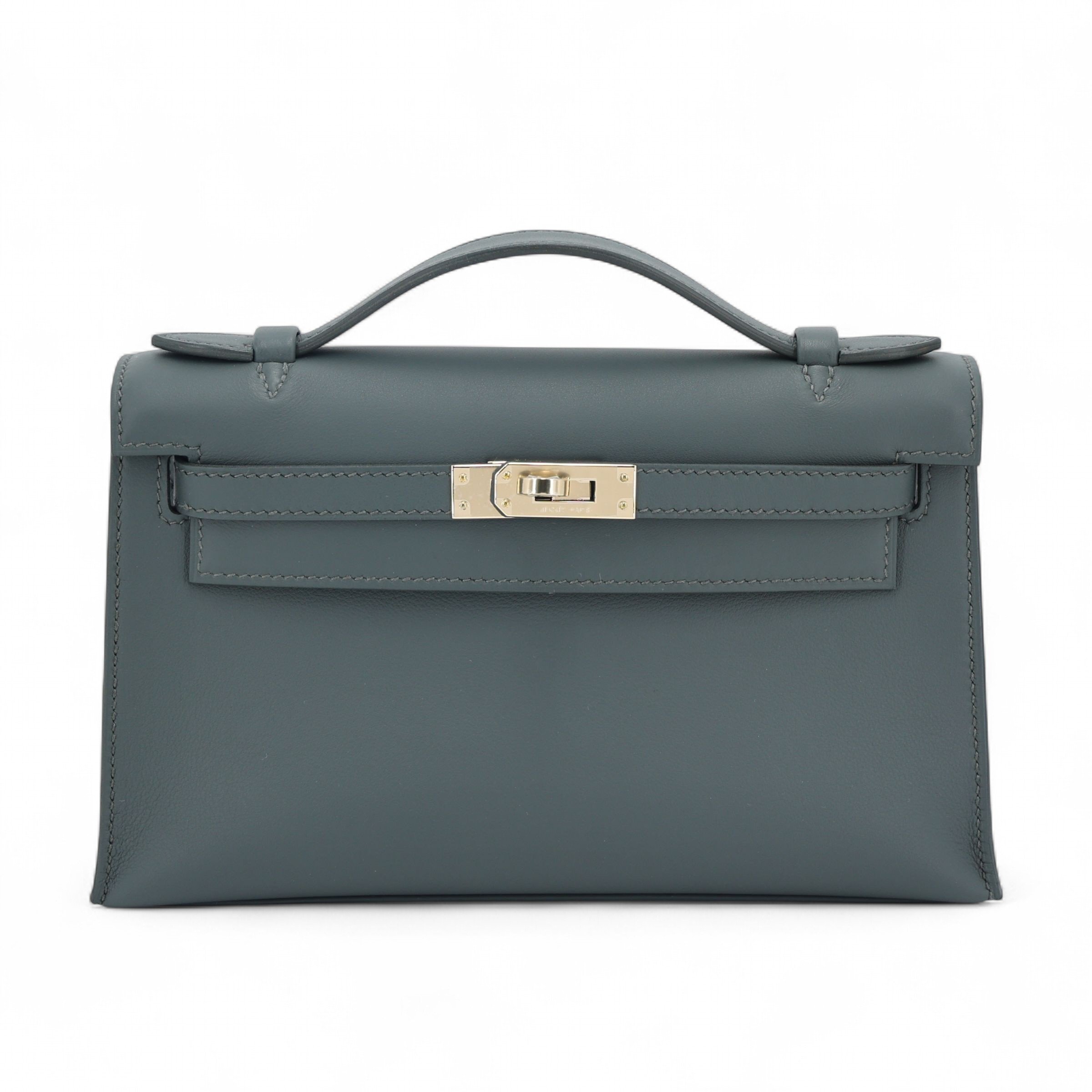 Brand New ( Rank N ) HERMÈS Kelly Pochette Vert Mangrove (Q0) Swift Permabrass hardware K (2025)