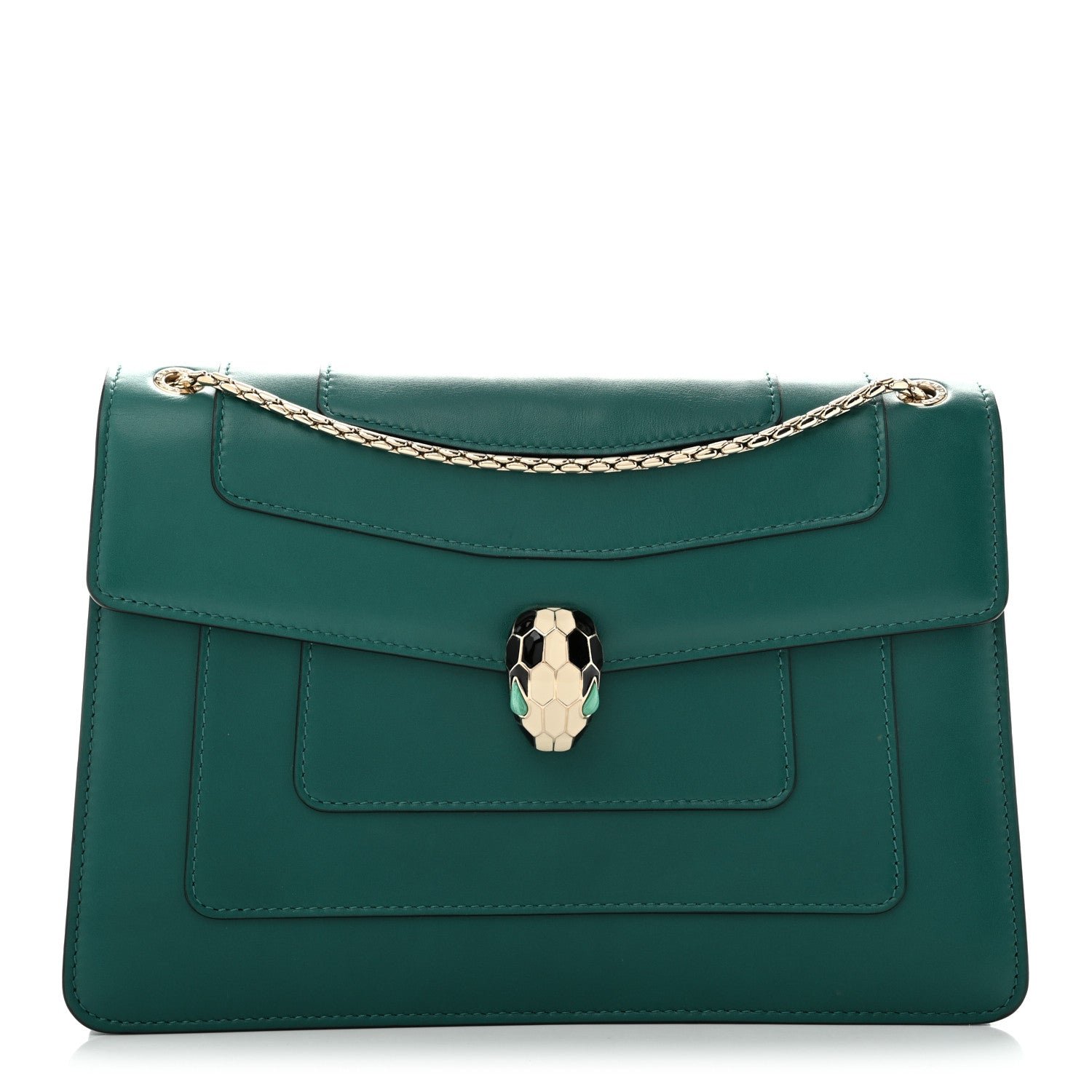 Bulgari Calfskin Serpenti Forever Shoulder Bag Emerald Green