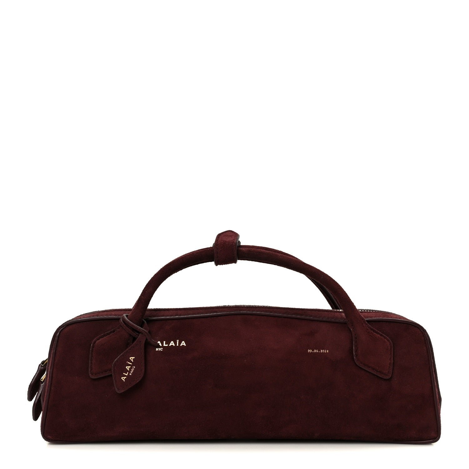 Alaia Suede Goatskin Le Teckel Clutch Rouge Grenat