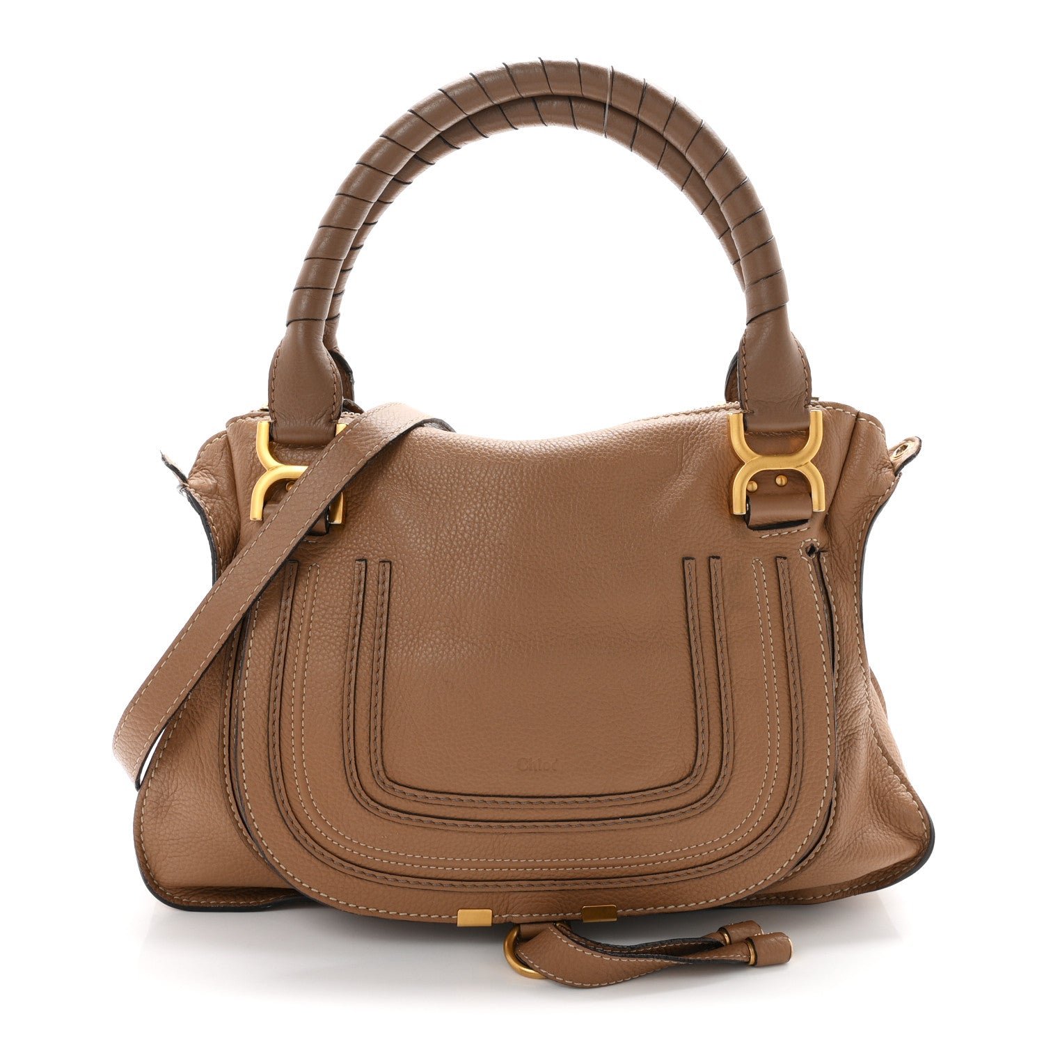 Chloe Calfskin Braided Medium Marcie Satchel Nut