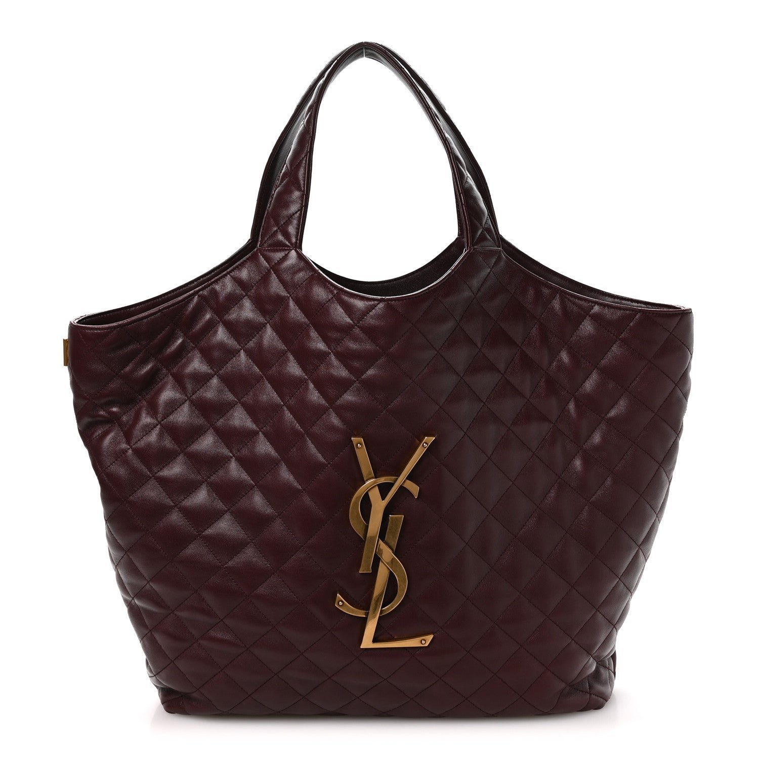 Saint Laurent Lambskin Quilted Maxi Icare Shopping Tote  Rouge Cabernet