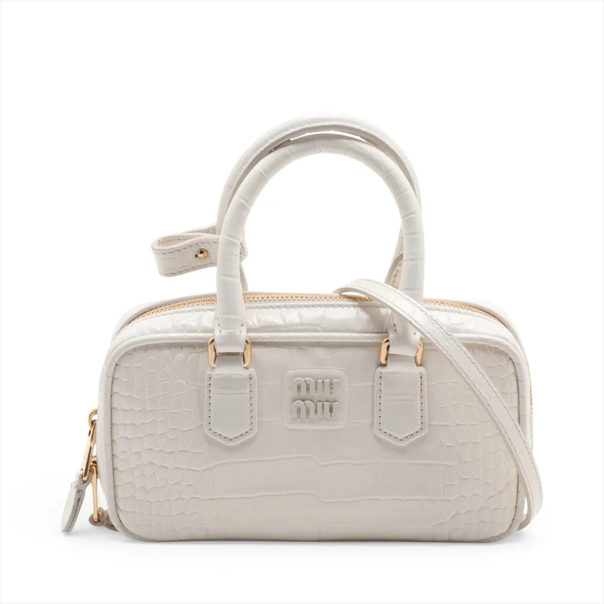 Miu Miu Mock Croc 2 Way Handbag White