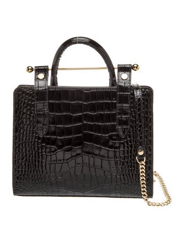 Embossed Leather Top Handle Bag