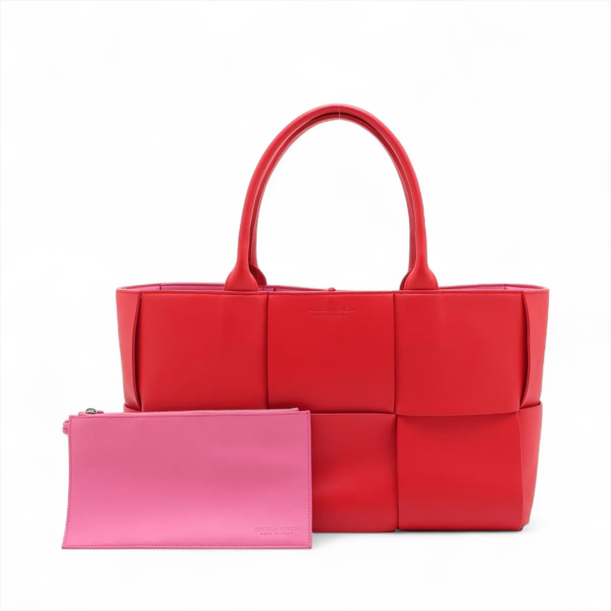 Bottega Veneta Maxi Intrecciato The Arco tote Leather Tote bag Red