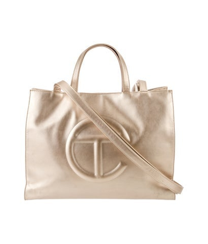 Telfar Vegan Leather Medium Gold Shopping Bag Medium