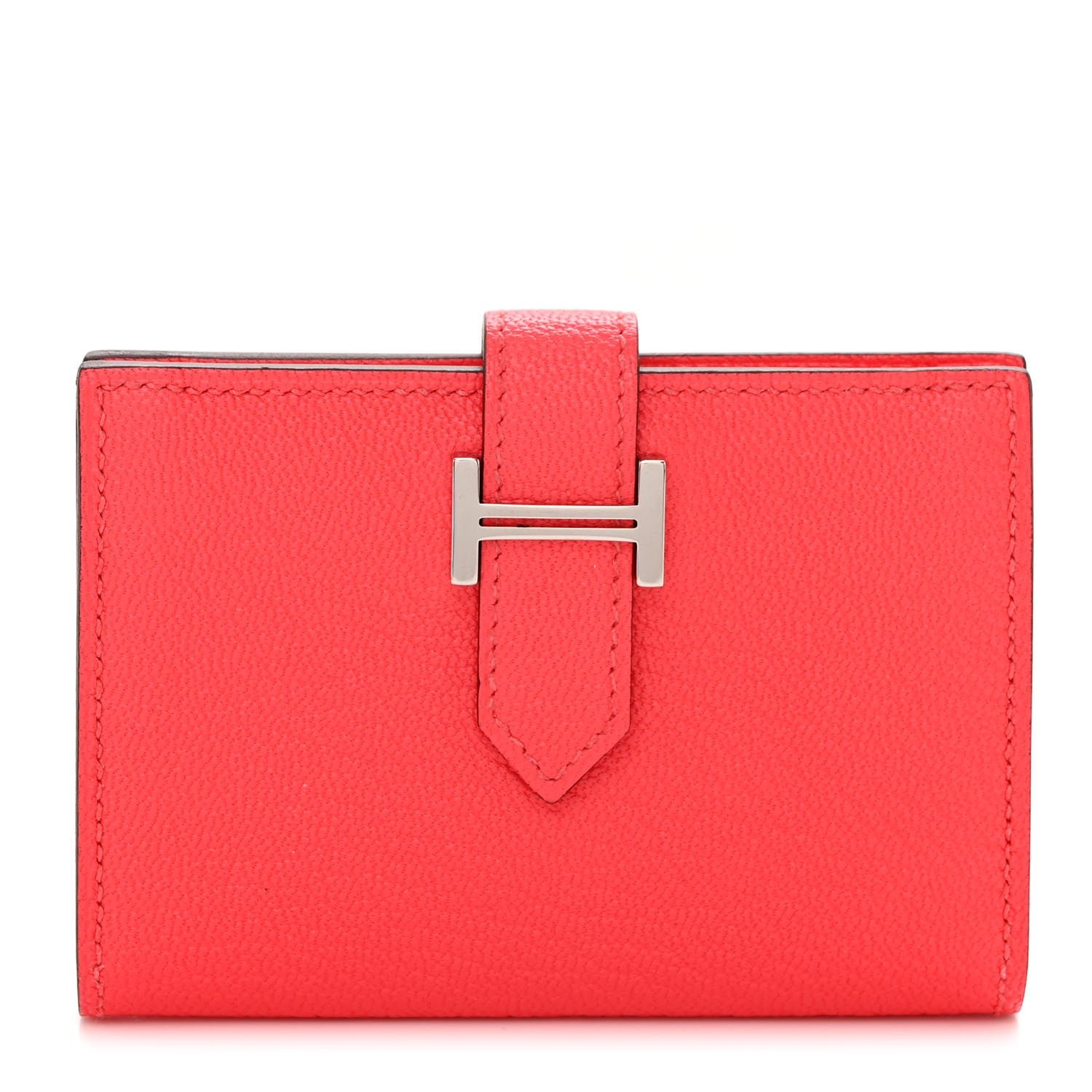 Hermes Chevre Mysore Bearn Card Holder Wallet Rose Texas