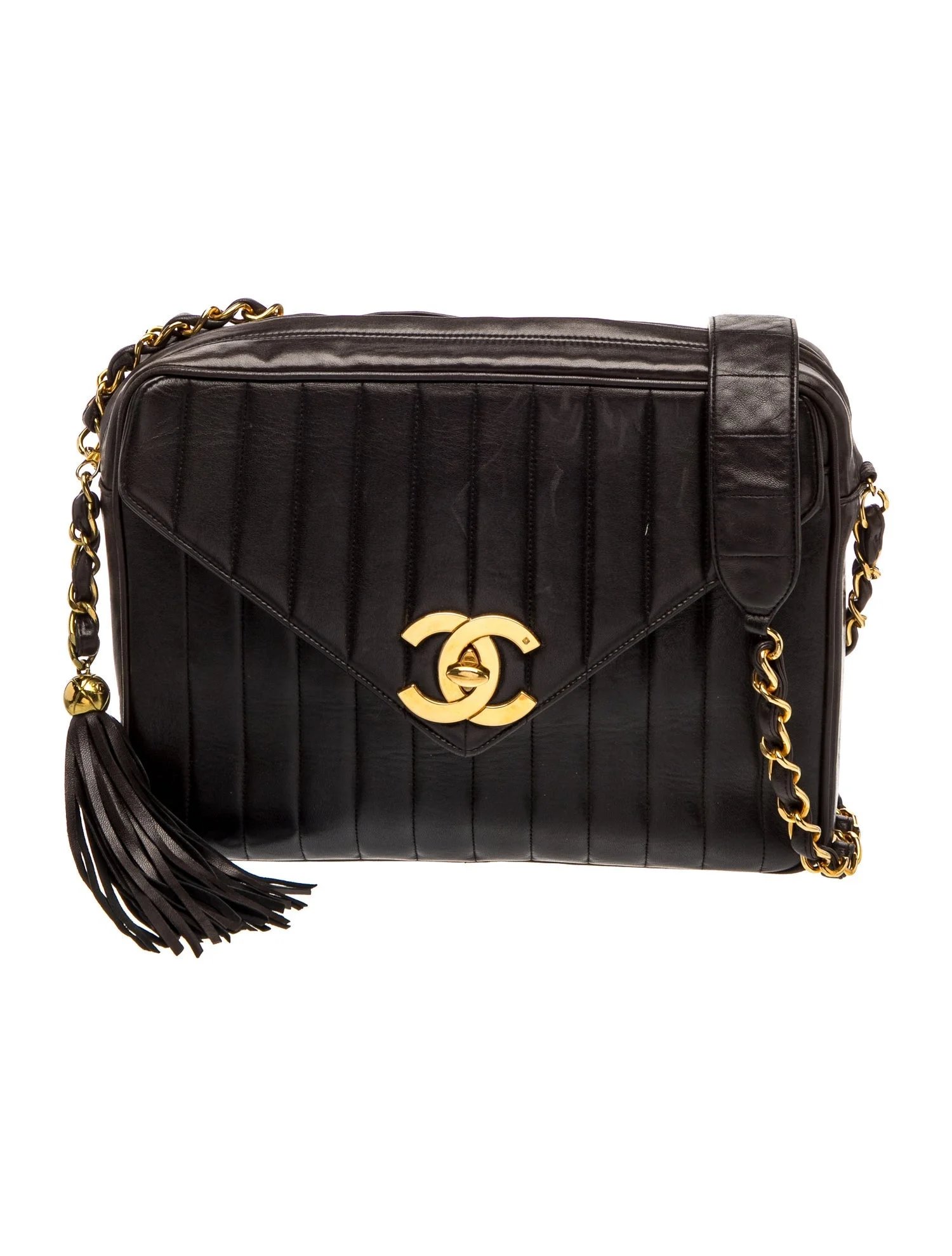 Vertical Quilt Tassel Shoulder Bag