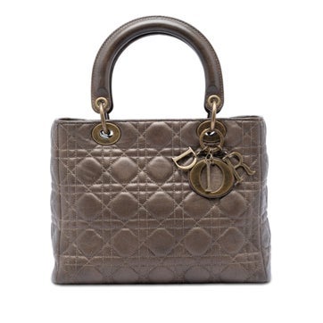 Medium Metallic Lambskin Cannage Lady Dior