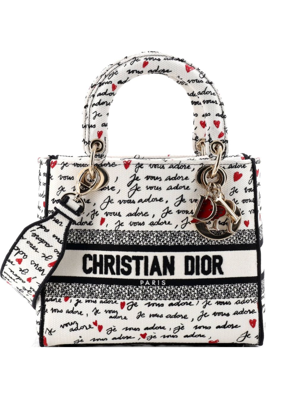 Lady D-Lite Bag Embroidered Canvas Medium satchel