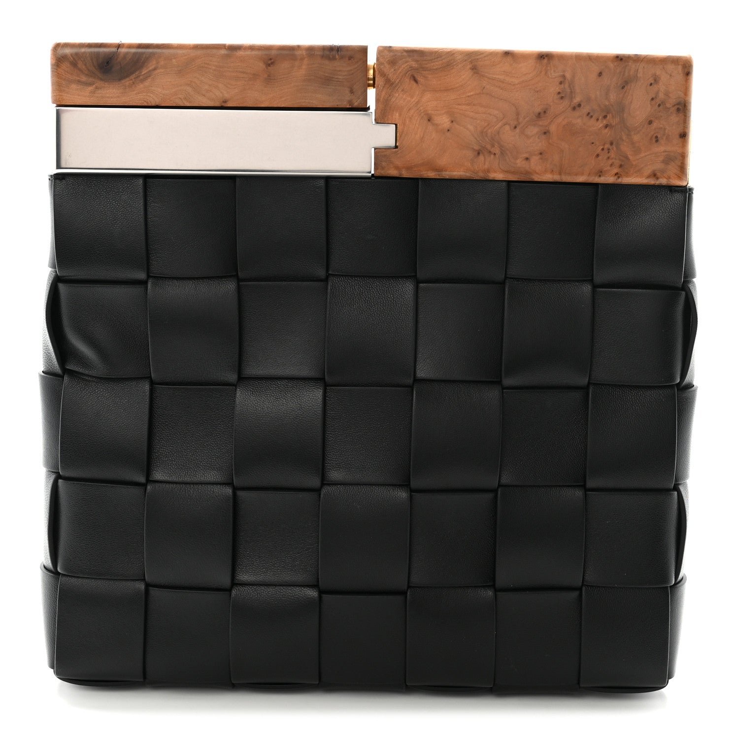 Bottega Veneta Nappa Intrecciato The Snap Clutch Black