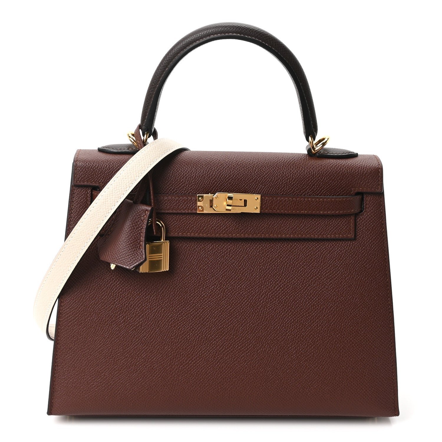Hermes Epsom Tri-Color Kelly Sellier 25 Terre Ebene Craie