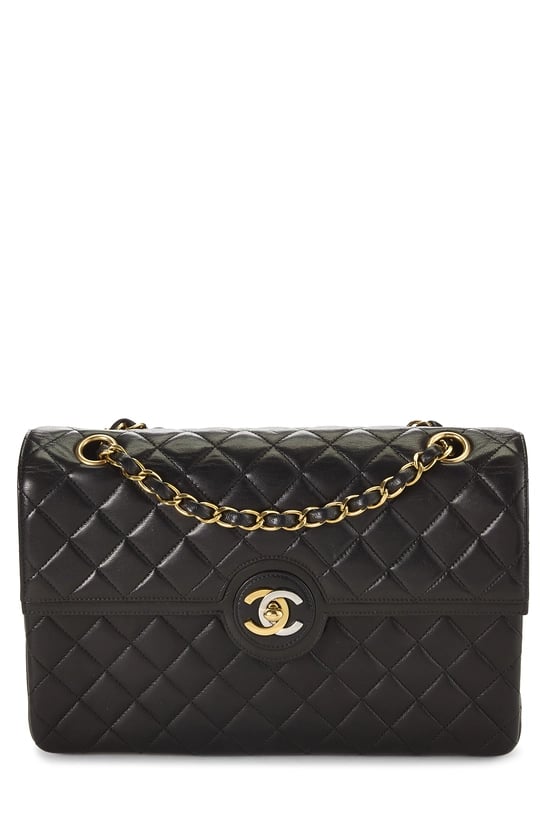 Black Quilted Lambskin Paris Limited Double Flap Medium