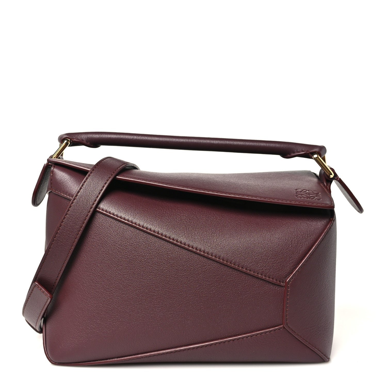 Soft Grained Calfskin Small Puzzle Edge Bag Dark Burgundy