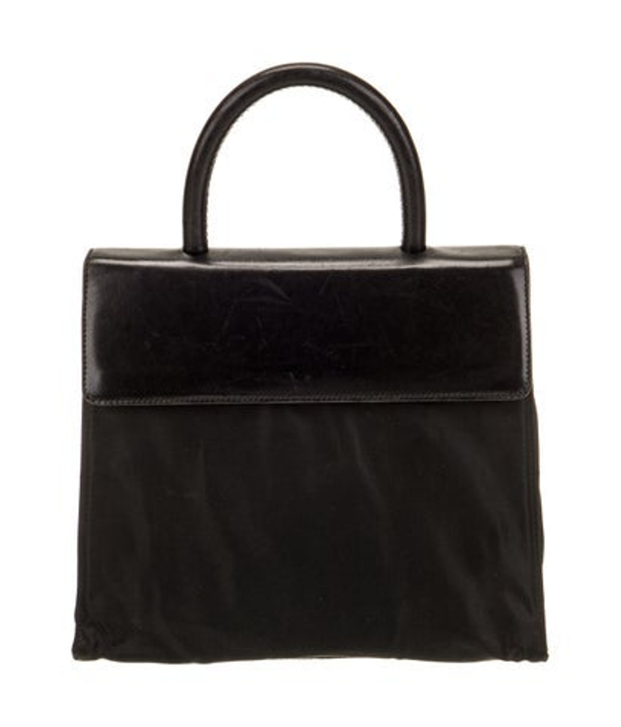 Prada Enameled Metal Triangle Top Handle Bag