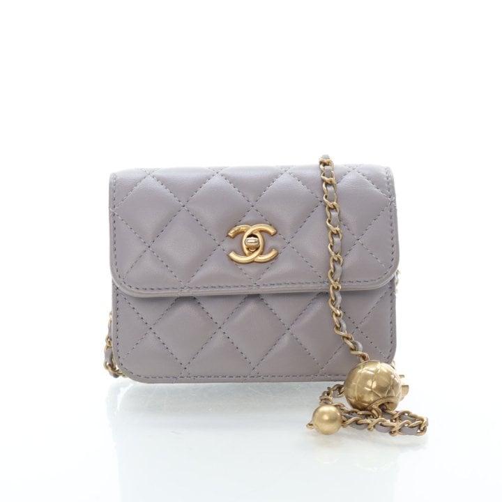 Chanel Mini Lambskin Pearl Crush Clutch With Chain