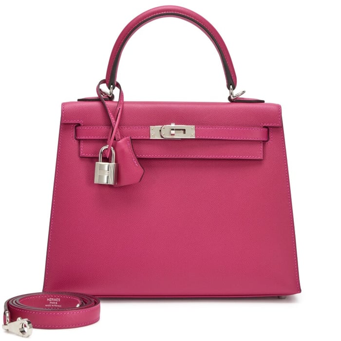 Hermes Rose Pourpre Madame Sellier Kelly 25 Palladium Hardware, 2023