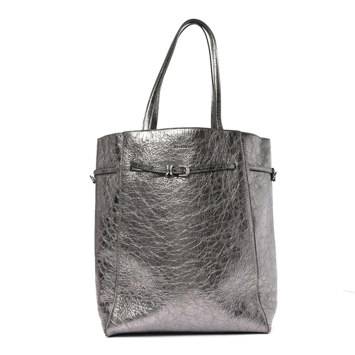 Givenchy Metallic Calfskin Voyou Medium Tote Bag Silver
