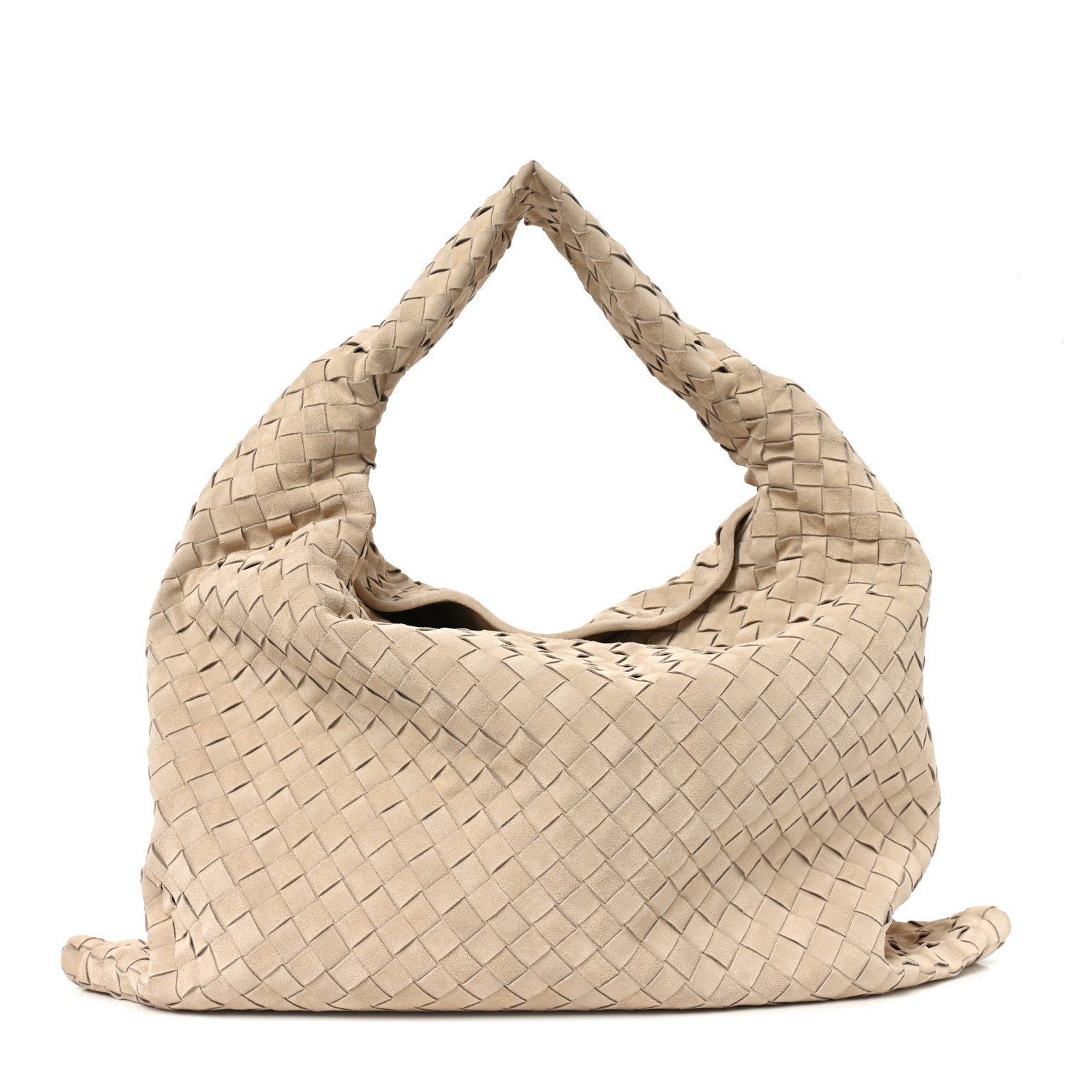 Bottega Veneta Suede Intrecciato Large Hop Ecru