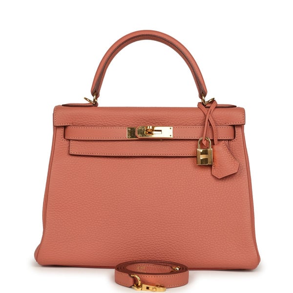 Hermes Pre-owned Hermes Kelly Retourne 28 Rosy Togo Gold Hardware