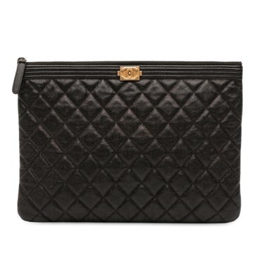 Chanel Calf Leather Medium Quilted Caviar Boy O Case Clutch