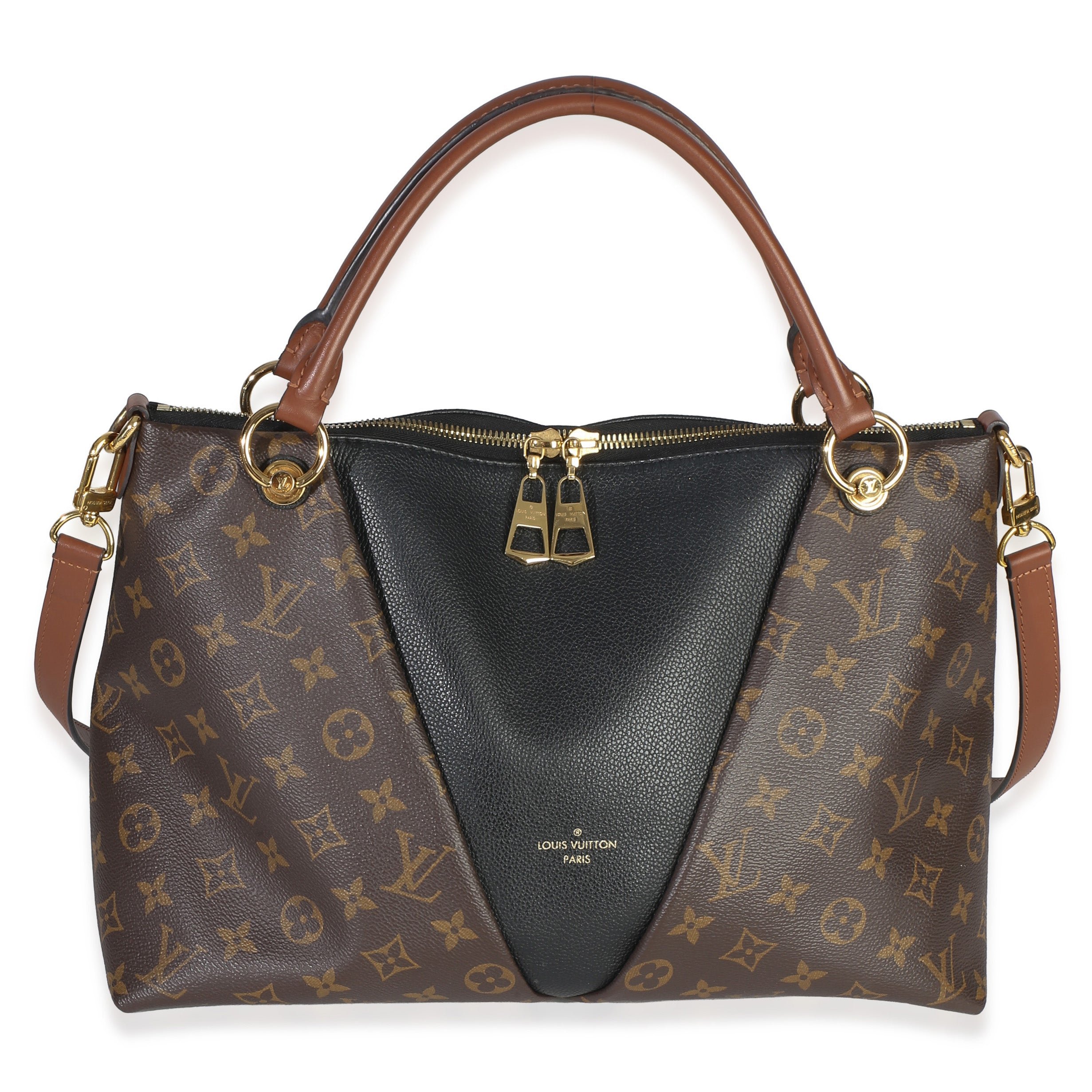 Black Monogram Canvas V Tote MM