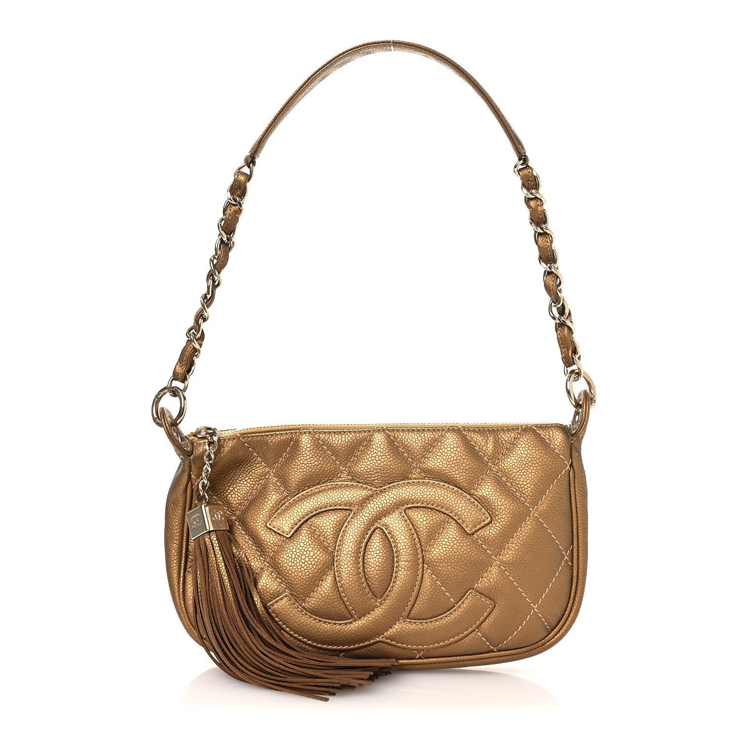 Chanel Metallic Caviar Quilted Timeless CC Shoulder Bag Gold