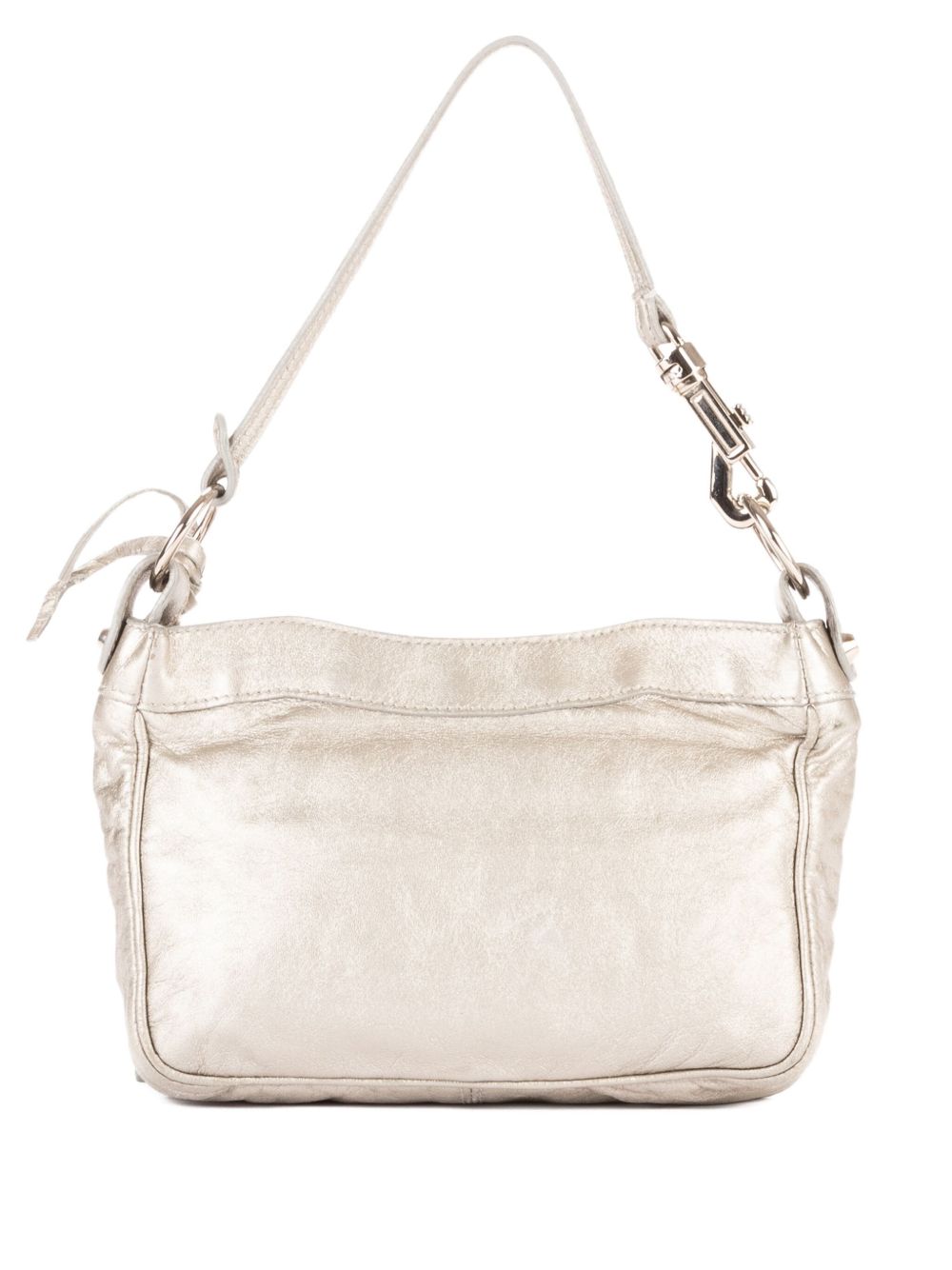 Hip metallic-leather shoulder bag