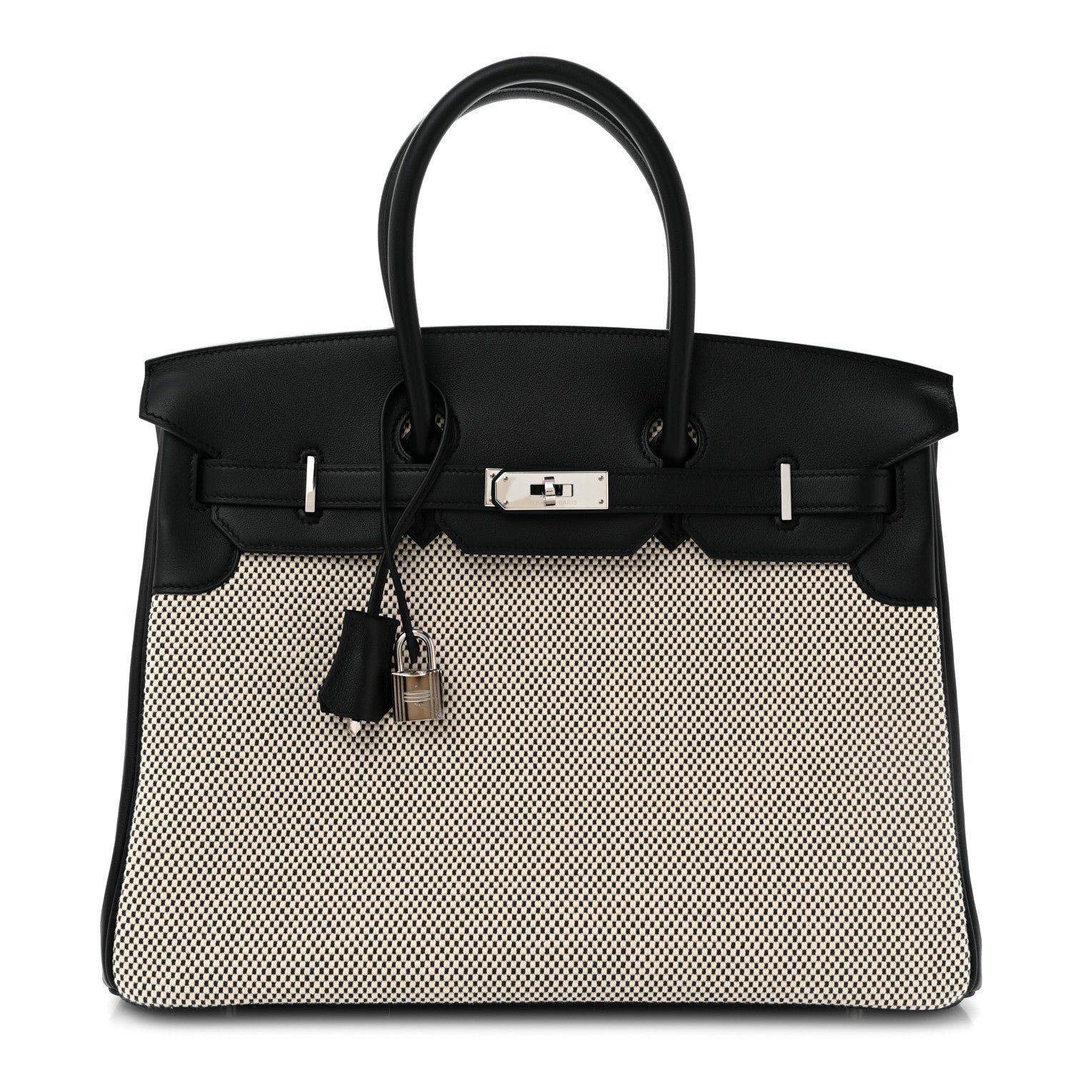 Hermes Toile Swift Birkin 35  Natural Black